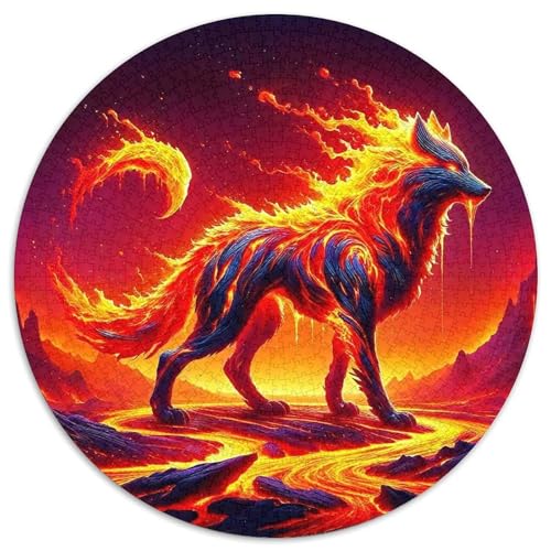 FlammenwolfPuzzles 1000 Teile Für Erwachsene Und Kinder Rund FantasieKreatives Herausforderndes Puzzle-Spielzeug1000pcs (67.5x67.5cm) von TDSNKAVHB