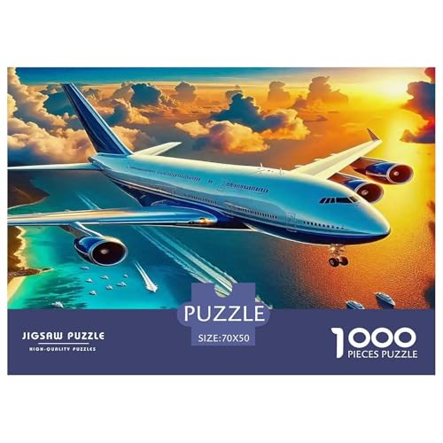 Flugzeug1000-teiliges Puzzle Für Erwachsene Und Kinder Familienspiel SonnenuntergangSpaßig Und Herausfordernde Home Decors Tolle Geschenkidee70x50cm/1000pcs von TDSNKAVHB