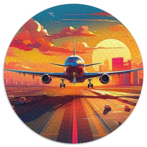 FlugzeugPuzzle 1000 Teil Für Erwachsene Rund SonnenuntergangKreatives Herausforderndes Spielzeug-Geschenk1000pcs (67.5x67.5cm) von TDSNKAVHB