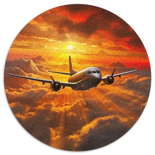 FlugzeugPuzzle 1000 Teil Für Erwachsene Rund SonnenuntergangKreatives Herausforderndes Spielzeug-Geschenk1000pcs (67.5x67.5cm) von TDSNKAVHB