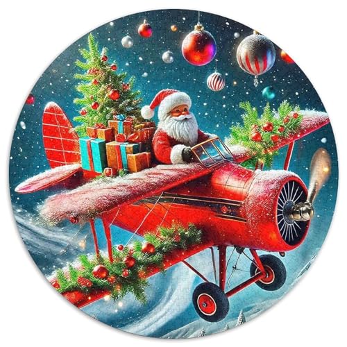 FlugzeugPuzzles 1000 Teile Für Erwachsene Und Kinder Rund WeihnachtsmannKreatives Herausforderndes Spielzeug-Geschenk1000pcs (67.5x67.5cm) von TDSNKAVHB