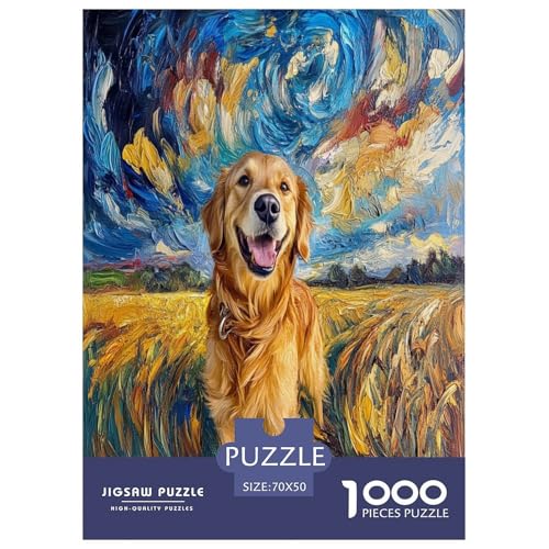 Goldener Retriever Puzzles 1000 Teile Schwer Puzzle Spielzeug Lernspiel Impossible Herausforderung Spielzeug Für Erwachsene Kinder 70x50cm/1000pcs von TDSNKAVHB