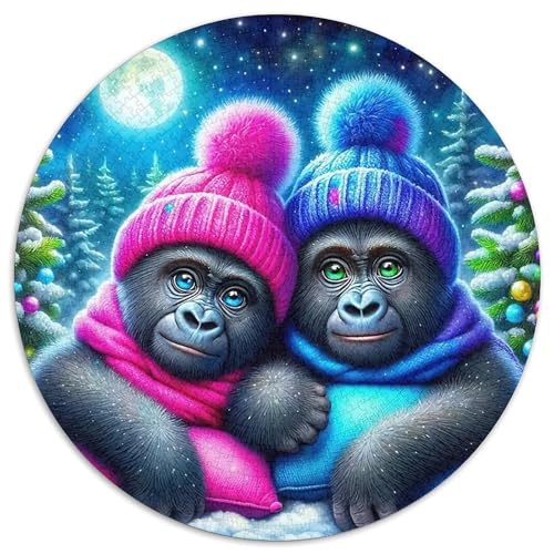 GorillaPuzzle 1000 Teil Für Erwachsene Rund niedlichKreatives Herausforderndes Spielzeug-Geschenk1000pcs (67.5x67.5cm) von TDSNKAVHB
