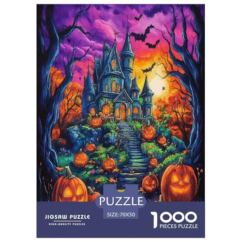 Halloween1000-teilige Puzzles Für Erwachsene Bildungsspiele Jack-o'-LaterneSpaßig Und Herausfordernde Home Decors Tolle Geschenkidee70x50cm/1000pcs von TDSNKAVHB