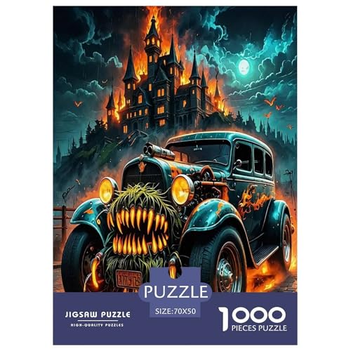 Halloween1000-teilige Puzzles Für Erwachsene Und Kinder Bildungsspiele Vintage AutoHerausfordernde Home Decors Tolle Geschenkidee70x50cm/1000pcs von TDSNKAVHB