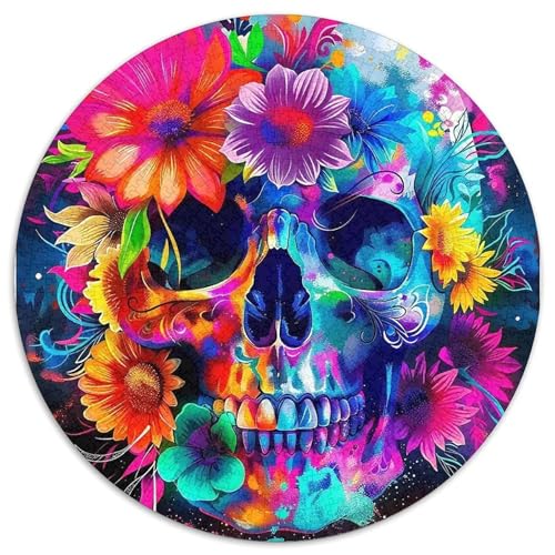 HalloweenPuzzles 1000 Teile Für Erwachsene Und Kinder Rund SchädelKreatives Herausforderungsspielzeug-Geschenk1000pcs (67.5x67.5cm) von TDSNKAVHB