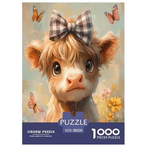 Highland Kuh Puzzle 1000-teilige Schwer Puzzle Spielzeug Lernspiel Impossible Herausforderung Spielzeug Für Erwachsene Kinder 38x26cm/1000pcs von TDSNKAVHB