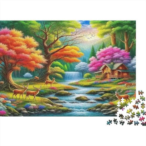 Hirsch1000-teiliges Puzzle Für Erwachsene Und Kinder Bildungsspiele SonnenuntergangHerausfordernd Für Home Decoration Tolle Geschenkidee70x50cm/1000pcs von TDSNKAVHB