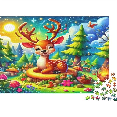 Hirsch1000-teiliges Puzzle Für Erwachsene Und Kinder Familienspiel niedlichHerausfordernd Für Home Decoration Tolle Geschenkidee70x50cm/1000pcs von TDSNKAVHB