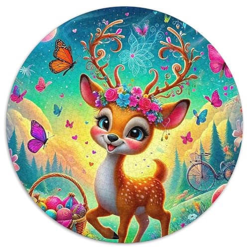 HirschPuzzle 1000 Teile Für Erwachsene Rund niedlichKreatives Herausforderndes Spielzeug-Geschenk1000pcs (67.5x67.5cm) von TDSNKAVHB