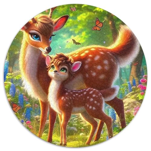 HirschPuzzle 1000 Teile Für Erwachsene Und Kinder Rund niedlichKreatives Herausforderndes Spielzeug-Geschenk1000pcs (67.5x67.5cm) von TDSNKAVHB