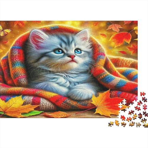 Katze1000-teiliges Puzzle Für Erwachsene Familienspiel Nettes HaustierHerausfordernde Home Decors Tolle Geschenkidee70x50cm/1000pcs von TDSNKAVHB