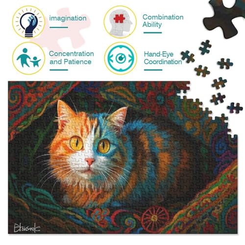 Kitty1000 Pieces Jigsaw Puzzles for Adults Family Game niedlich AnimalsChallenging Home Decors Great Geschenk Idea38x26cm/1000pcs von TDSNKAVHB