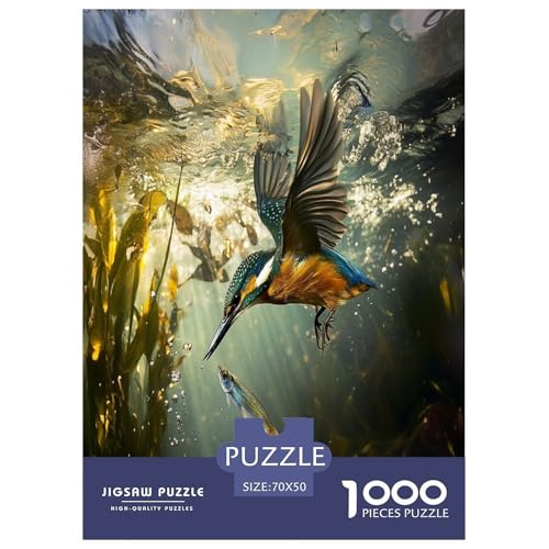 Königfischer Puzzle 1000 Teile Schwer Puzzle Spielzeug Pädagogisches Spiel Impossible Herausforderung Spielzeug Für Erwachsene Und Kinder Ab 12 Jahren 70x50cm/1000pcs von TDSNKAVHB
