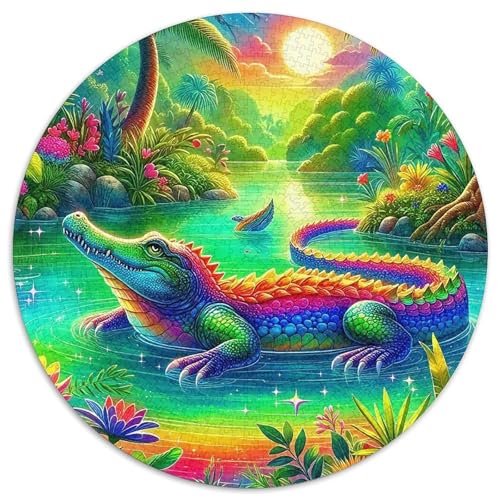 KrokodilPuzzle 1000 Teile Für Erwachsene Rund WaldKreative Herausfordernde Familiendekorationen1000pcs (67.5x67.5cm) von TDSNKAVHB