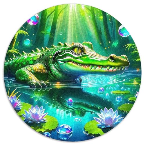 KrokodilPuzzle 1000 Teile Für Erwachsene Und Kinder Rund WaldKreatives Herausforderndes Spielzeug-Geschenk1000pcs (67.5x67.5cm) von TDSNKAVHB