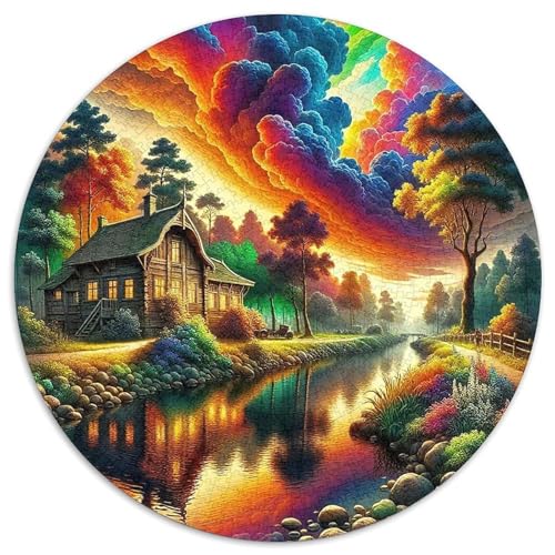 LandschaftPuzzle 1000 Teile Für Erwachsene Und Kinder Rund LogkabineKreatives Herausforderungsspielzeug-Geschenk1000pcs (67.5x67.5cm) von TDSNKAVHB
