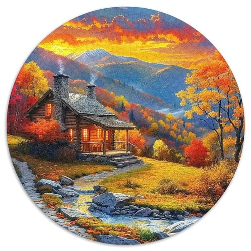 LandschaftPuzzles 1000 Teile Für Erwachsene Und Kinder Rund LogkabineKreative Herausfordernde Familiendekorationen1000pcs (67.5x67.5cm) von TDSNKAVHB