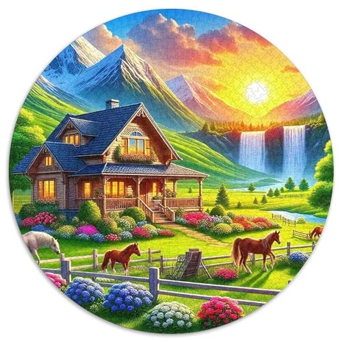 LandschaftPuzzles 1000 Teile Für Erwachsene Und Kinder Rund LogkabineKreatives Herausforderndes Puzzle-Spielzeug1000pcs (67.5x67.5cm) von TDSNKAVHB