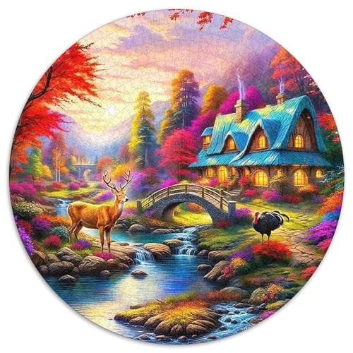LandschaftPuzzles 1000 Teile Für Erwachsene Und Kinder Rund LogkabineKreatives Herausforderndes Spielzeug-Geschenk1000pcs (67.5x67.5cm) von TDSNKAVHB