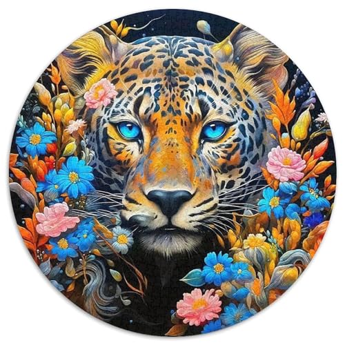 LeopardPuzzles 1000 Teile Für Erwachsene Rund BlumenKreative Herausfordernde Familiendekorationen1000pcs (67.5x67.5cm) von TDSNKAVHB