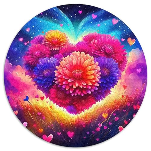 Liebe BlumenPuzzle 1000 Teil Für Erwachsene Rund romantischKreative Herausfordernde Familiendekorationen1000pcs (67.5x67.5cm) von TDSNKAVHB