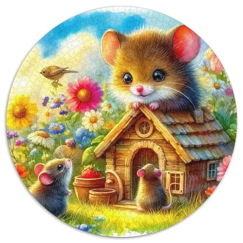 MausPuzzle 1000 Teile Für Erwachsene Und Kinder Rund LogkabineKreatives Herausforderndes Spielzeug-Geschenk1000pcs (67.5x67.5cm) von TDSNKAVHB