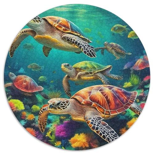 MeeresschildkrötePuzzle 1000 Teil Für Erwachsene Und Kinder Rund der UnterwasserweltKreatives Herausforderndes Spielzeug-Geschenk1000pcs (67.5x67.5cm) von TDSNKAVHB