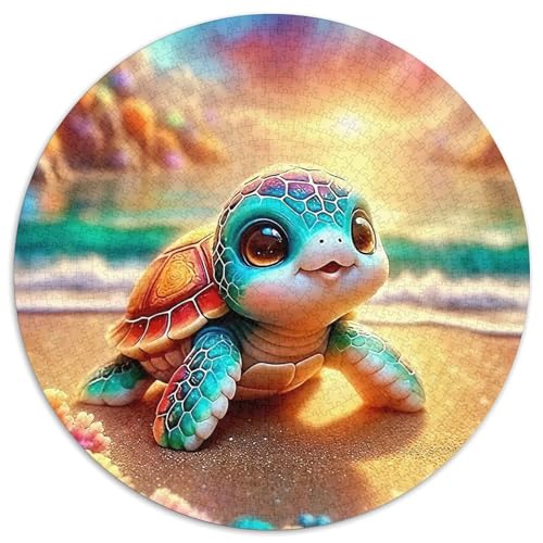 MeeresschildkrötePuzzle 1000 Teile Für Erwachsene Und Kinder Rund SonnenuntergangKreatives Herausforderungspuzzle-Spielzeug1000pcs (67.5x67.5cm) von TDSNKAVHB