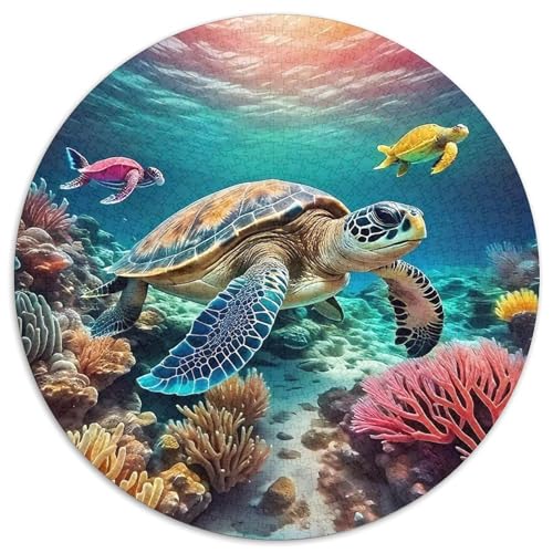 MeeresschildkrötePuzzles 1000 Teile Für Erwachsene Und Kinder Rund KorallenriffKreatives Herausforderndes Spielzeug-Geschenk1000pcs (67.5x67.5cm) von TDSNKAVHB
