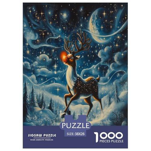 Milu Hirsch Puzzles 1000 Teile Schwer Puzzle Spielzeug Lernspiel Impossible Herausforderung Spielzeug Für Erwachsene Und Kinder in Bewährter 38x26cm/1000pcs von TDSNKAVHB