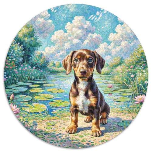 Miniatur PinscherJigsaw Puzzles 1000 Piece for Adults Kids Round niedlich HaustiersCreative Challenging Toys Gift1000pcs (67.5x67.5cm) von TDSNKAVHB