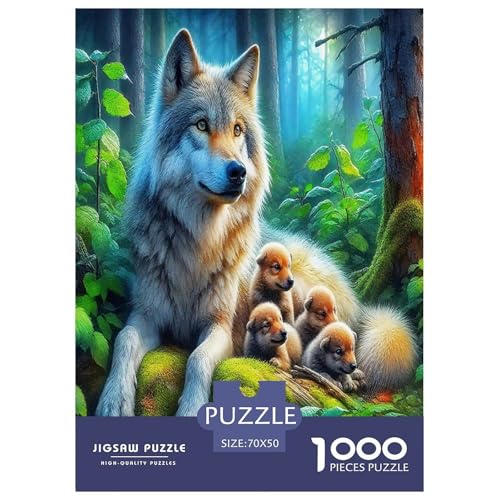 Mondlicht Wolf1000-teilige Puzzles Für Erwachsene Und Kinder Bildungsspiele WaldHerausfordernd Für Home Decoration Tolle Geschenkidee70x50cm/1000pcs von TDSNKAVHB