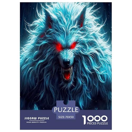 Mondlicht Wolf1000-teilige Puzzles Für Erwachsene Und Kinder Familienspiel Halloween DekorationHerausfordernde Home Decors Tolle Geschenkidee70x50cm/1000pcs von TDSNKAVHB