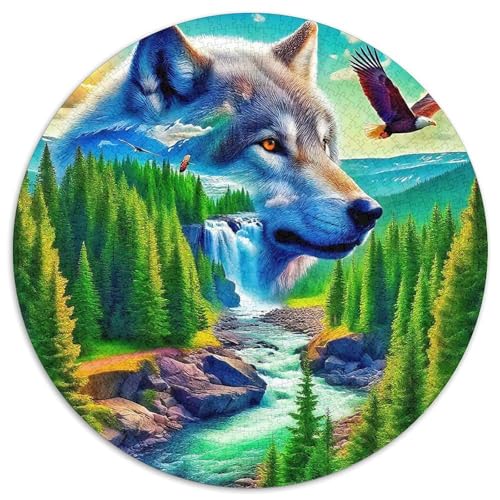 Mondlicht WolfPuzzle 1000 Teile Für Erwachsene Rund FantasieKreatives Herausforderndes Puzzle-Spielzeug1000pcs (67.5x67.5cm) von TDSNKAVHB