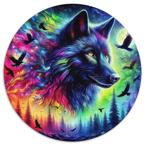 Mondlicht WolfPuzzle 1000 Teile Für Erwachsene Rund FantasieKreatives Herausforderndes Spielzeug-Geschenk1000pcs (67.5x67.5cm) von TDSNKAVHB