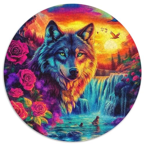 Mondlicht WolfPuzzle 1000 Teile Für Erwachsene Rund FantasieKreatives Herausforderndes Spielzeug-Geschenk1000pcs (67.5x67.5cm) von TDSNKAVHB