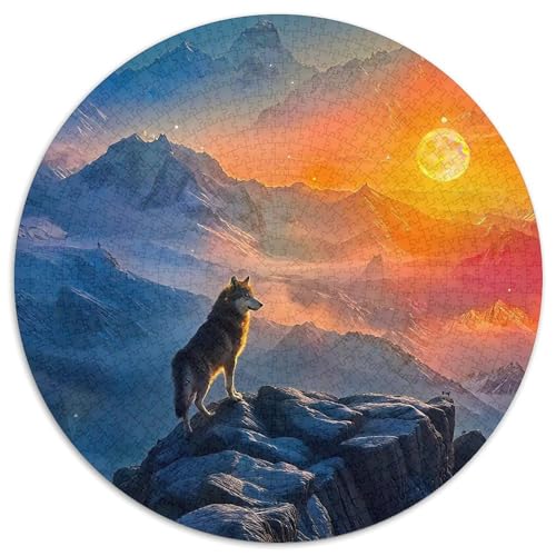 Mondlicht WolfPuzzle 1000 Teile Für Erwachsene Rund SonnenuntergangKreatives Herausforderndes Puzzle-Spielzeug1000pcs (67.5x67.5cm) von TDSNKAVHB