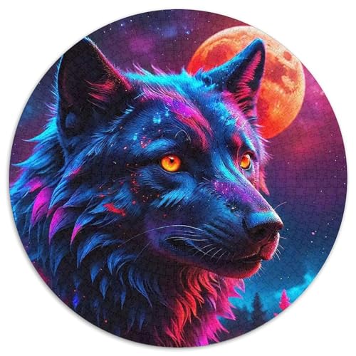 Mondlicht WolfPuzzle 1000 Teile Für Erwachsene Und Kinder Rund FantasieKreatives Herausforderndes Puzzle-Spielzeug1000pcs (67.5x67.5cm) von TDSNKAVHB