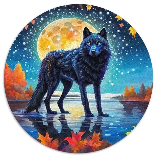 Mondlicht WolfPuzzle 1000 Teile Für Erwachsene Und Kinder Rund FantasieKreatives Herausforderndes Puzzle-Spielzeug1000pcs (67.5x67.5cm) von TDSNKAVHB