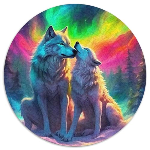 Mondlicht WolfPuzzle 1000 Teile Für Erwachsene Und Kinder Rund FantasieKreatives Herausforderungsspielzeug-Geschenk1000pcs (67.5x67.5cm) von TDSNKAVHB