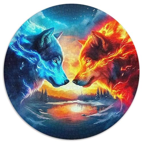 Mondlicht WolfPuzzle 1000 Teile Für Erwachsene Und Kinder Rund FantasieKreatives Herausforderungsspielzeug-Geschenk1000pcs (67.5x67.5cm) von TDSNKAVHB