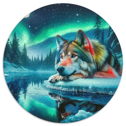 Mondlicht WolfPuzzles 1000 Teile Für Erwachsene Rund AuroraKreatives Herausforderungsspielzeug-Geschenk1000pcs (67.5x67.5cm) von TDSNKAVHB