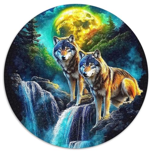 Mondlicht WolfPuzzles 1000 Teile Für Erwachsene Und Kinder Rund FantasieKreative Herausfordernde Familiendekorationen1000pcs (67.5x67.5cm) von TDSNKAVHB