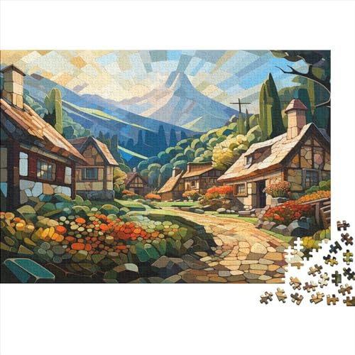 Mountain Village Cottage Puzzle 1000 Teile, Erwachsene, Klassische Puzzle, Impossible Puzzle,Geschicklichkeitsspiel Für Die Ganze Familie Erwachsenenpuzzle Ab 14 Jahren Puzzel 1000pcs (75x50cm) von TDSNKAVHB