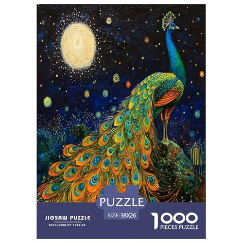 Pfauen Puzzle 1000-teilige Schwer Puzzle Spielzeug Lernspiel Impossible Herausforderung Spielzeug Für Erwachsene Und Kinder in Bewährter 38x26cm/1000pcs von TDSNKAVHB