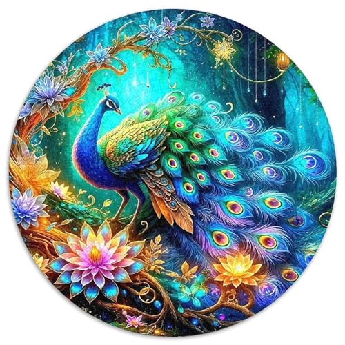 PfauenPuzzle 1000 Teil Für Erwachsene Und Kinder Rund elegantKreatives Herausforderungsspielzeug-Geschenk1000pcs (67.5x67.5cm) von TDSNKAVHB