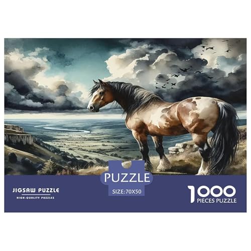 Pferd1000-teiliges Puzzle Für Erwachsene Familienspiel KüsteSpaßig Und Herausfordernde Home Decors Tolle Geschenkidee70x50cm/1000pcs von TDSNKAVHB
