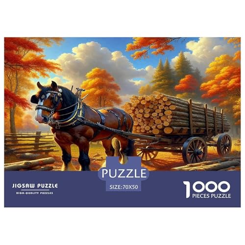 Pferd1000-teiliges Puzzle Für Erwachsene Und Kinder Familienspiel SonnenuntergangHerausfordernde Home Decors Tolle Geschenkidee70x50cm/1000pcs von TDSNKAVHB