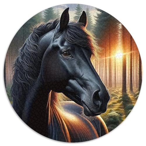 PferdPuzzle 1000 Teile Für Erwachsene Rund SonnenuntergangKreative Herausfordernde Familiendekorationen1000pcs (67.5x67.5cm) von TDSNKAVHB
